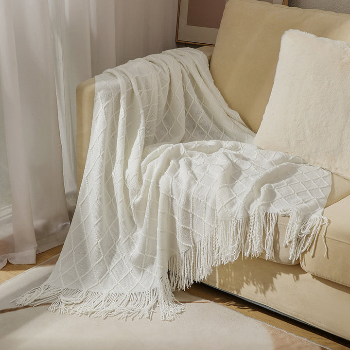 Women’s knitted blanket with textured wave pattern Bowlift