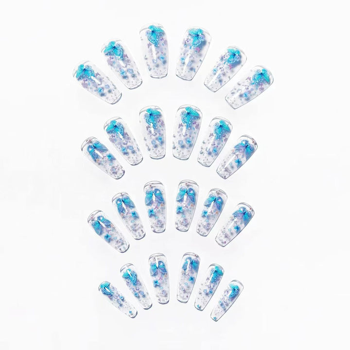 Creative press-on nails with shimmering butterfly design Bowlift