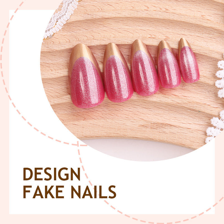 Acrylic nail set with elegant gold tips Bowlift