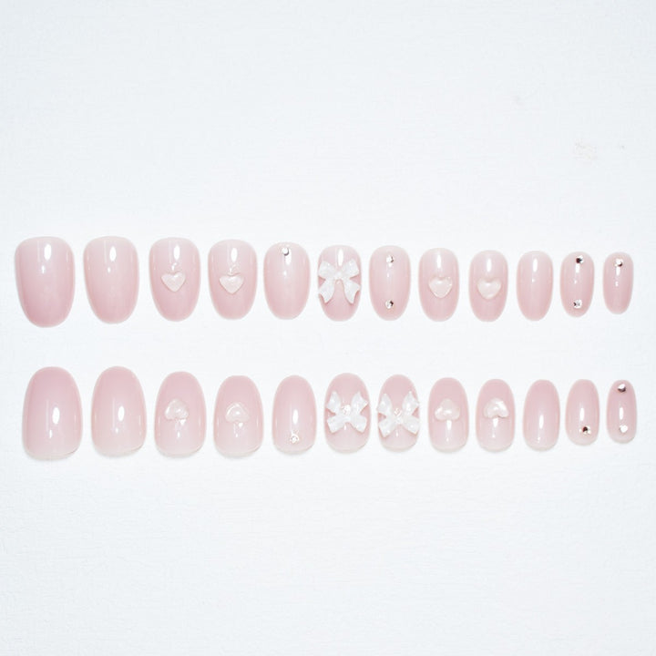Artistic Press-On Nail Set with Elegant Bow Accents Bowlift
