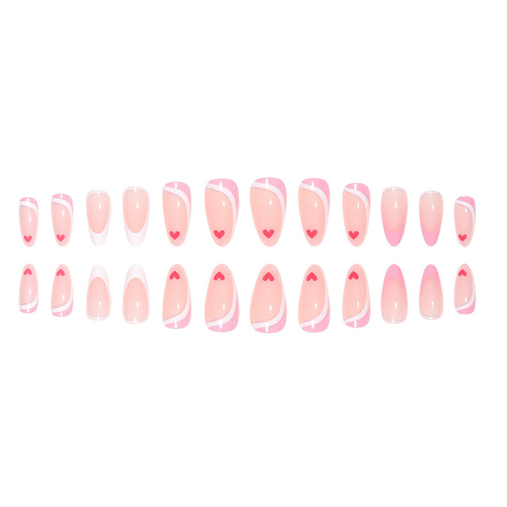 Artistic Heart-Embellished Nail Design Bowlift