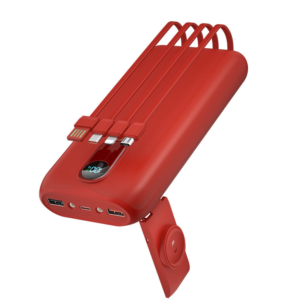 Portable power bank with integrated charging cables and LCD screen Bowlift