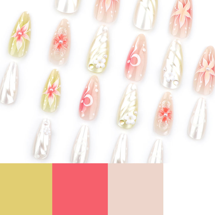 Artful Nail Extensions with Floral and Elegant Design Bowlift