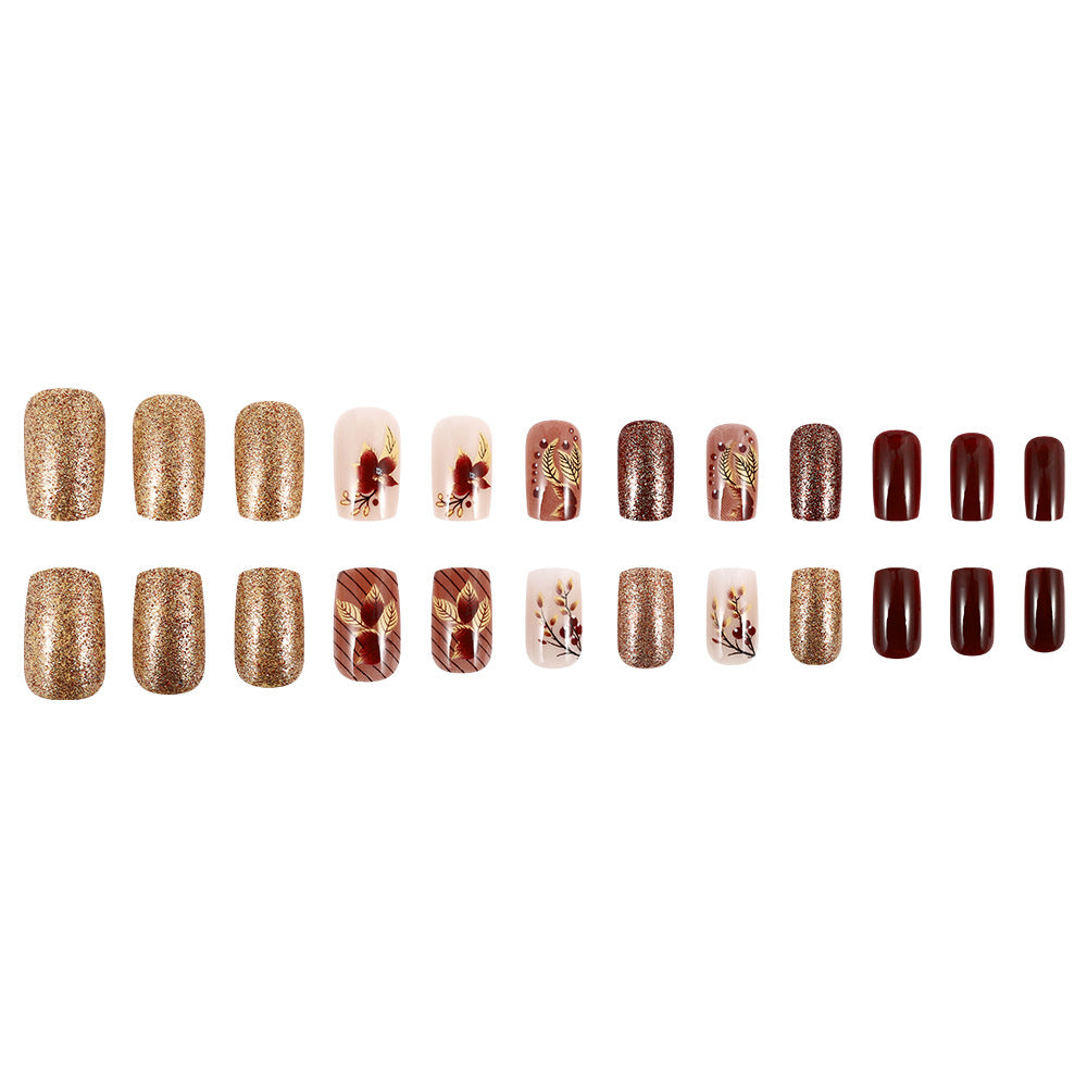Elegant Artistic Press-On Nail Set Bowlift