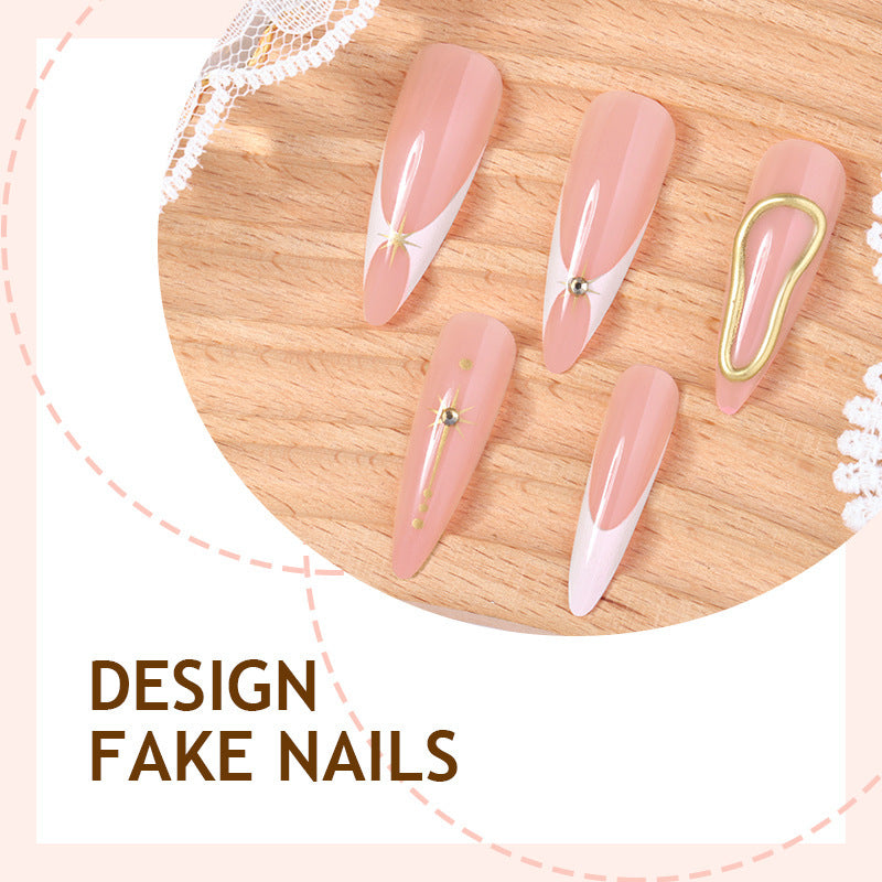 Acrylic nail set with glamorous rhinestones and decorative elements Bowlift