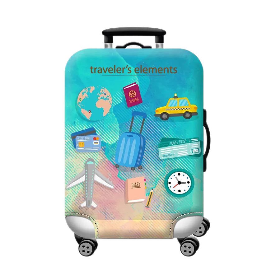 Unisex hard-shell cabin trolley with vintage travel illustration, 360° swivel wheels and telescopic handle Bowlift