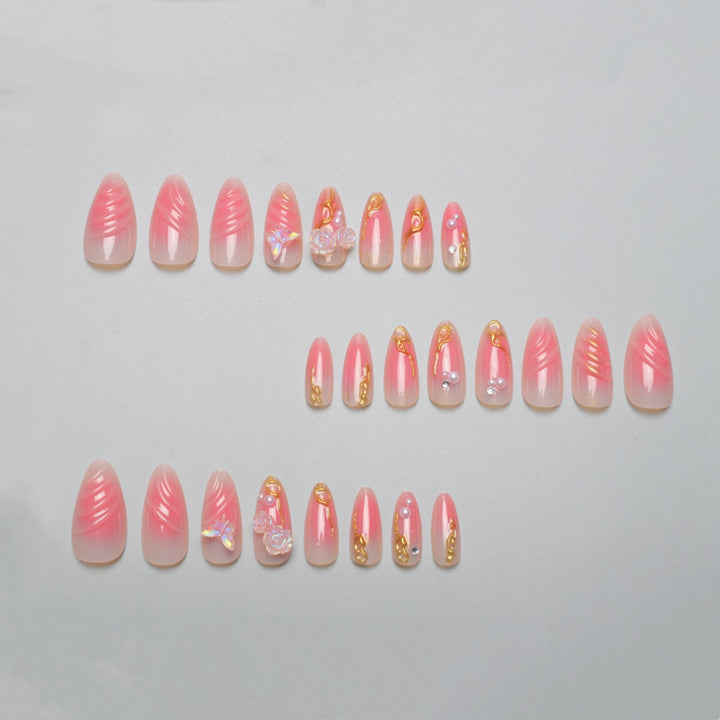 Artistic Floral Nail Extensions Bowlift