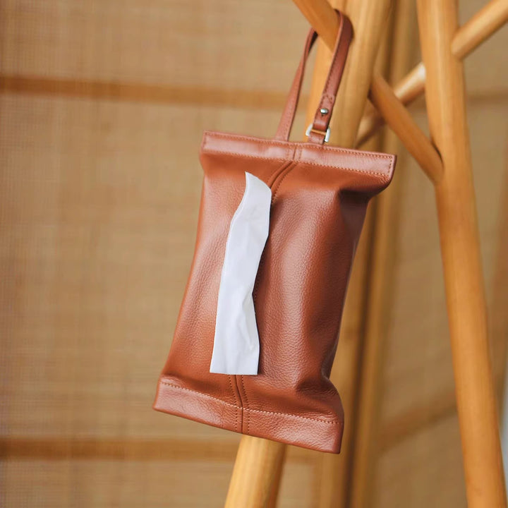 Stylish Leather Tissue Holder Bowlift
