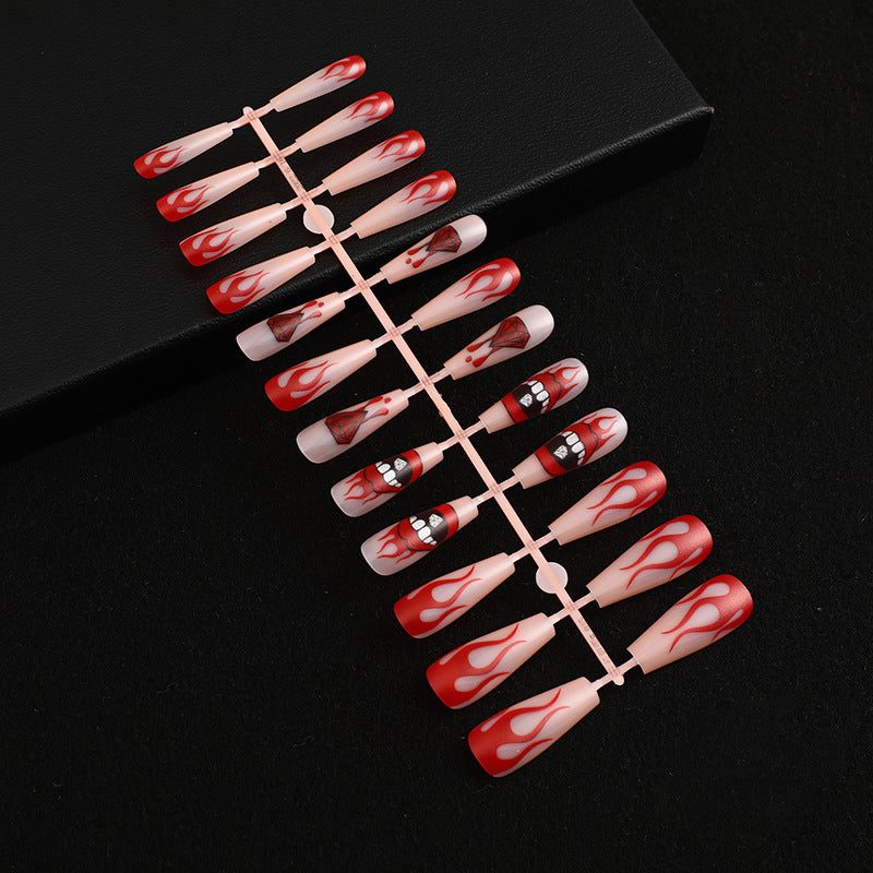 Artificial nails with creative flame patterns Bowlift
