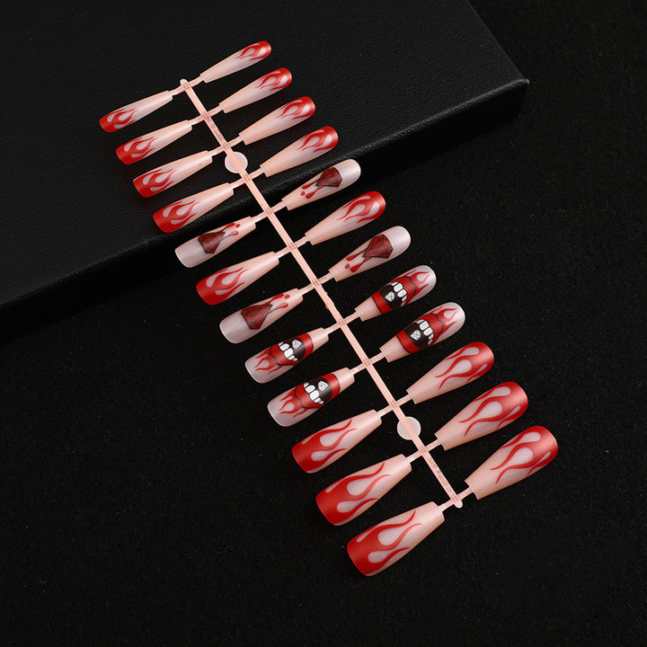 Artificial nails with creative flame patterns Bowlift