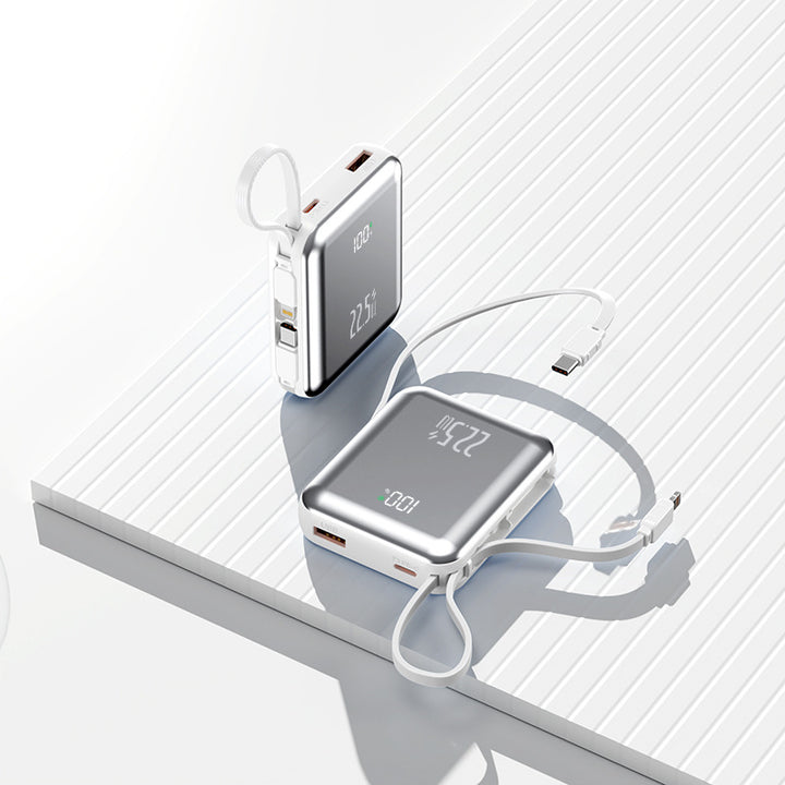 Portable power bank with digital display and integrated cable management Bowlift