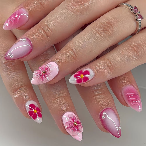 Floral Accented Nail Art Bowlift