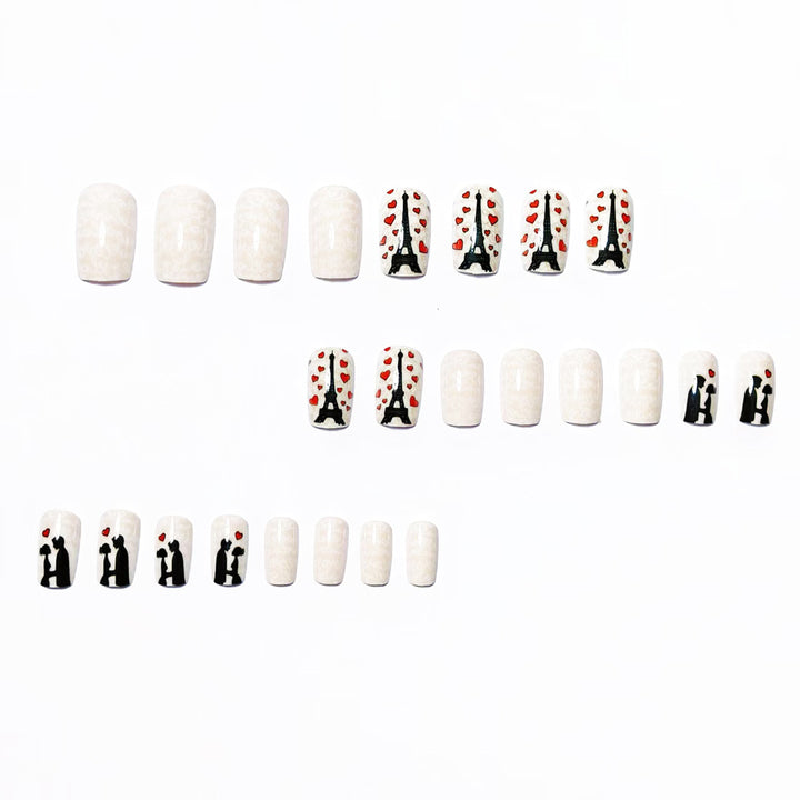 Artificials nails with Romantic Eiffel Tower design Bowlift