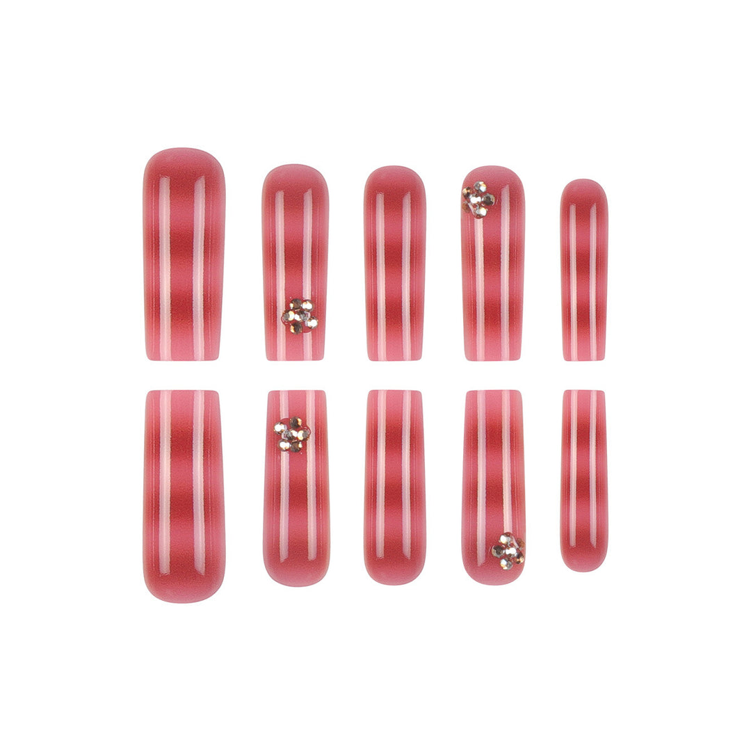 Long Glossy Press-On Nails Design Bowlift