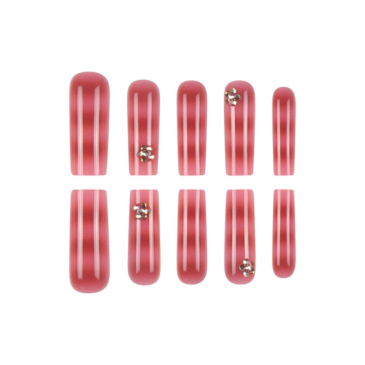 Long Glossy Press-On Nails Design Bowlift
