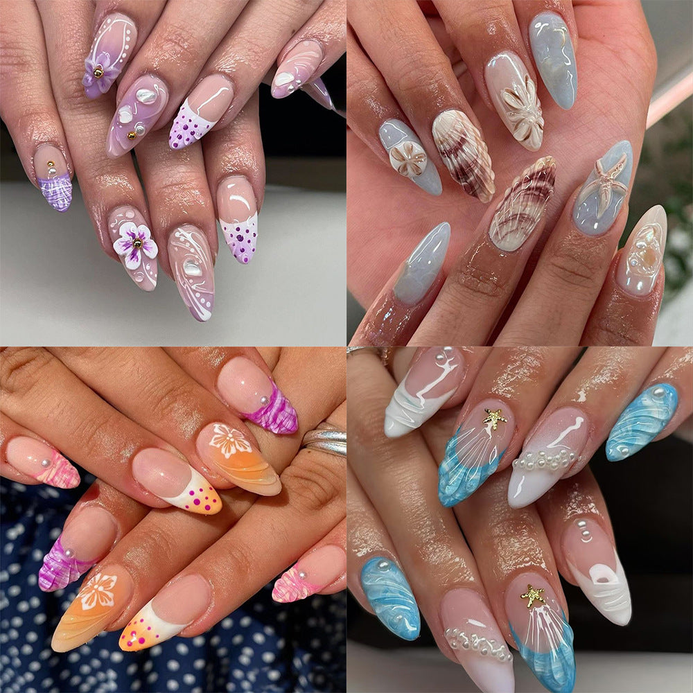 Nail art set with floral patterns and ombre effects Bowlift