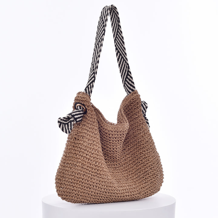 Handmade bucket bag with modern stripe pattern Bowlift