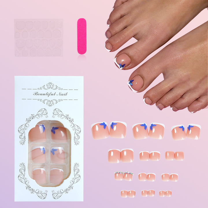 Elegant Press-On Nail Set with Whimsical Butterfly Designs Bowlift