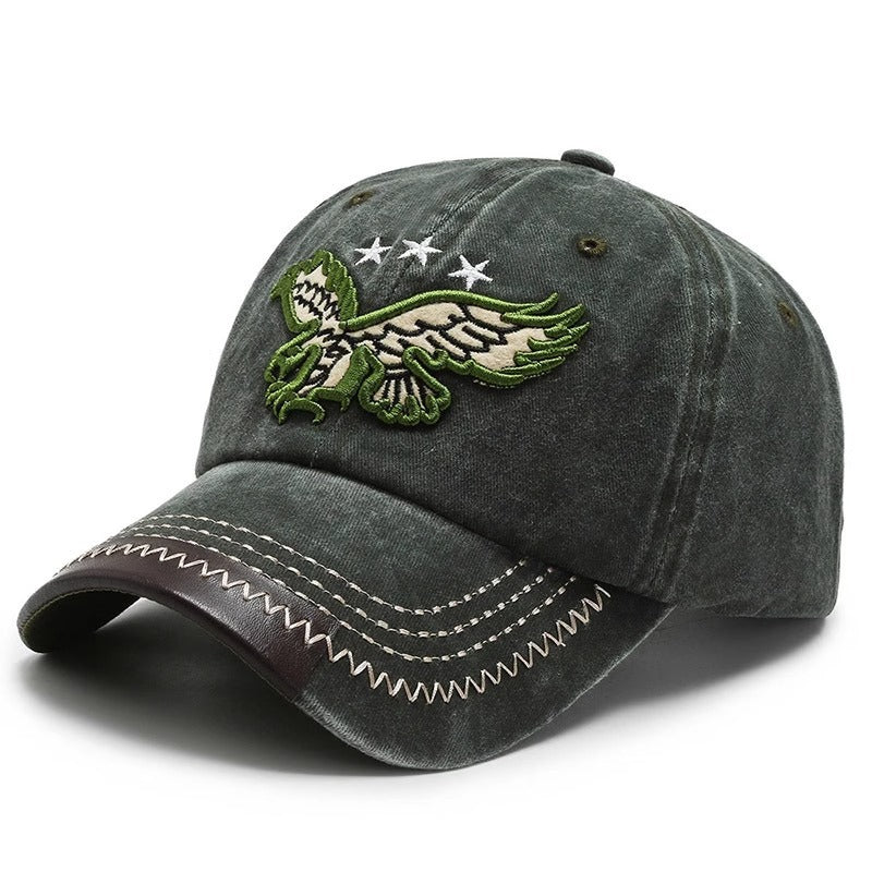 Men's Distressed Embroidered Baseball Cap Bowlift