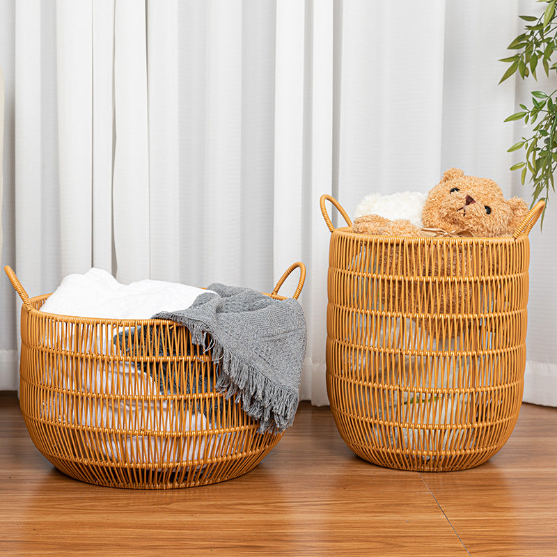 Women's Round Storage Basket with Practical Side Handles Bowlift