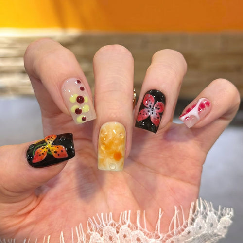 Decorative Nature-Themed Press-On Nail Set Bowlift