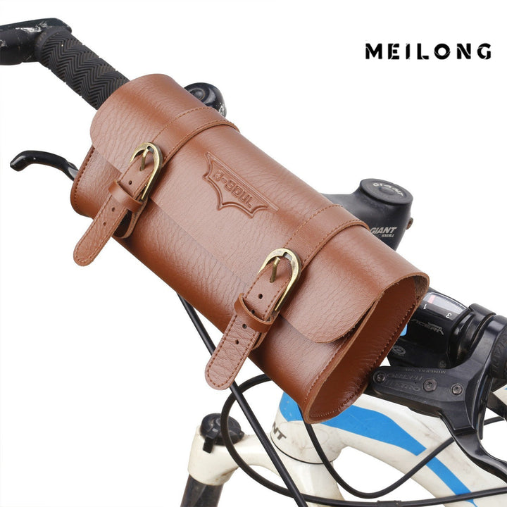 Vintage Leather Tool Roll Bike Handlebar Bag Bowlift