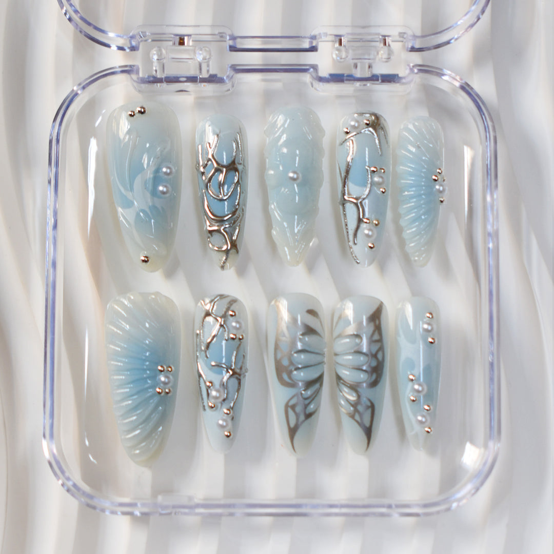 Artistic Press-On Nail Design Bowlift