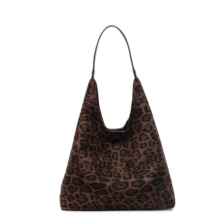 Suede Leopard Print Hobo Bag Bowlift
