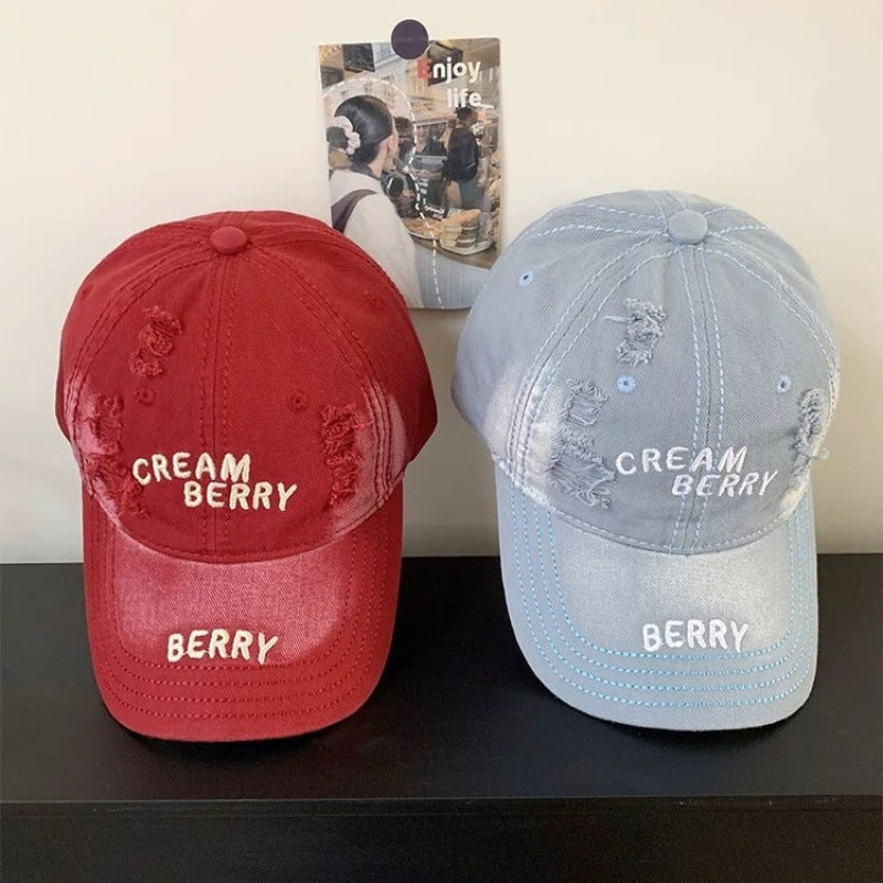 Women's Distressed Denim Baseball Hat Bowlift