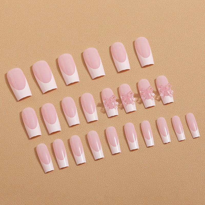 Artificial nail tips with delicate bow decorations Bowlift