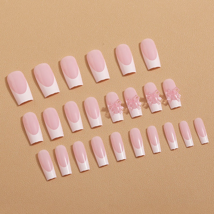 Artificial nail tips with delicate bow decorations Bowlift