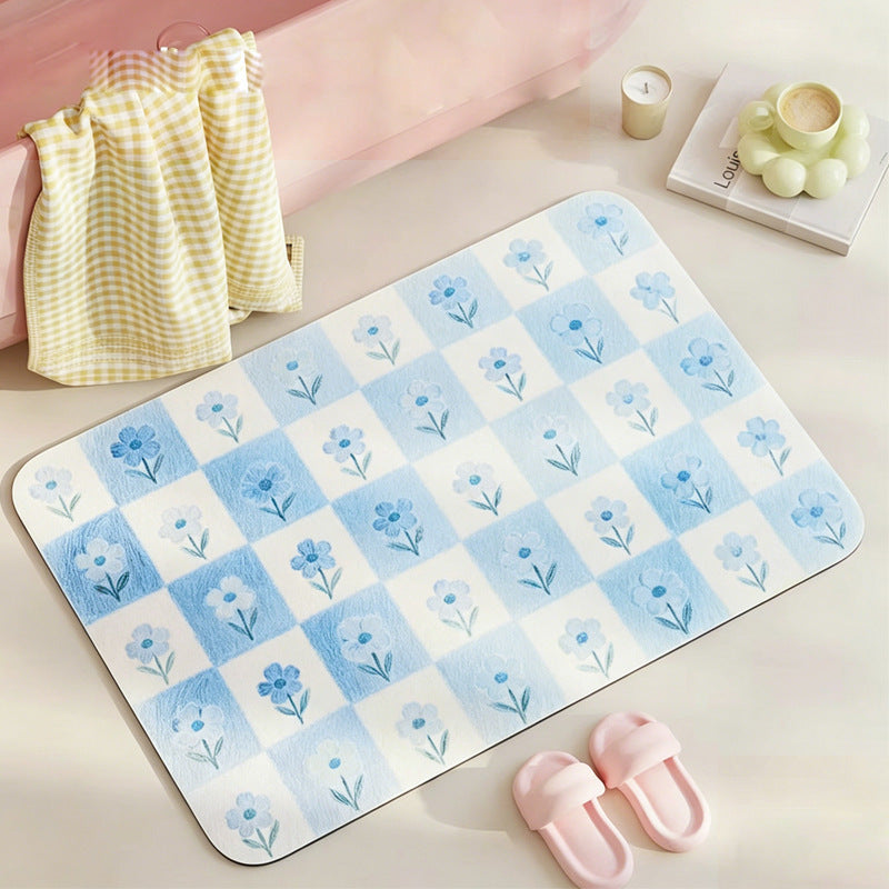 Floral Print Bath Mat Bowlift