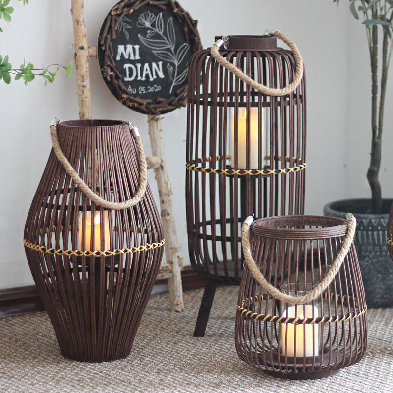 Rustic Rattan Lantern Bowlift