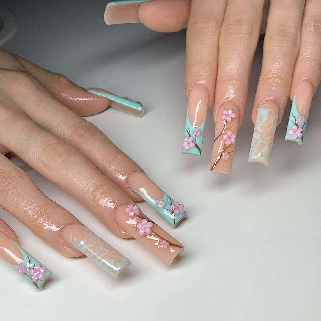 Floral Acrylic Nail Art Extensions Bowlift 1789713481
