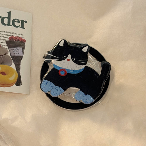 Playful Cat Motif Smartphone Finger Holder Bowlift