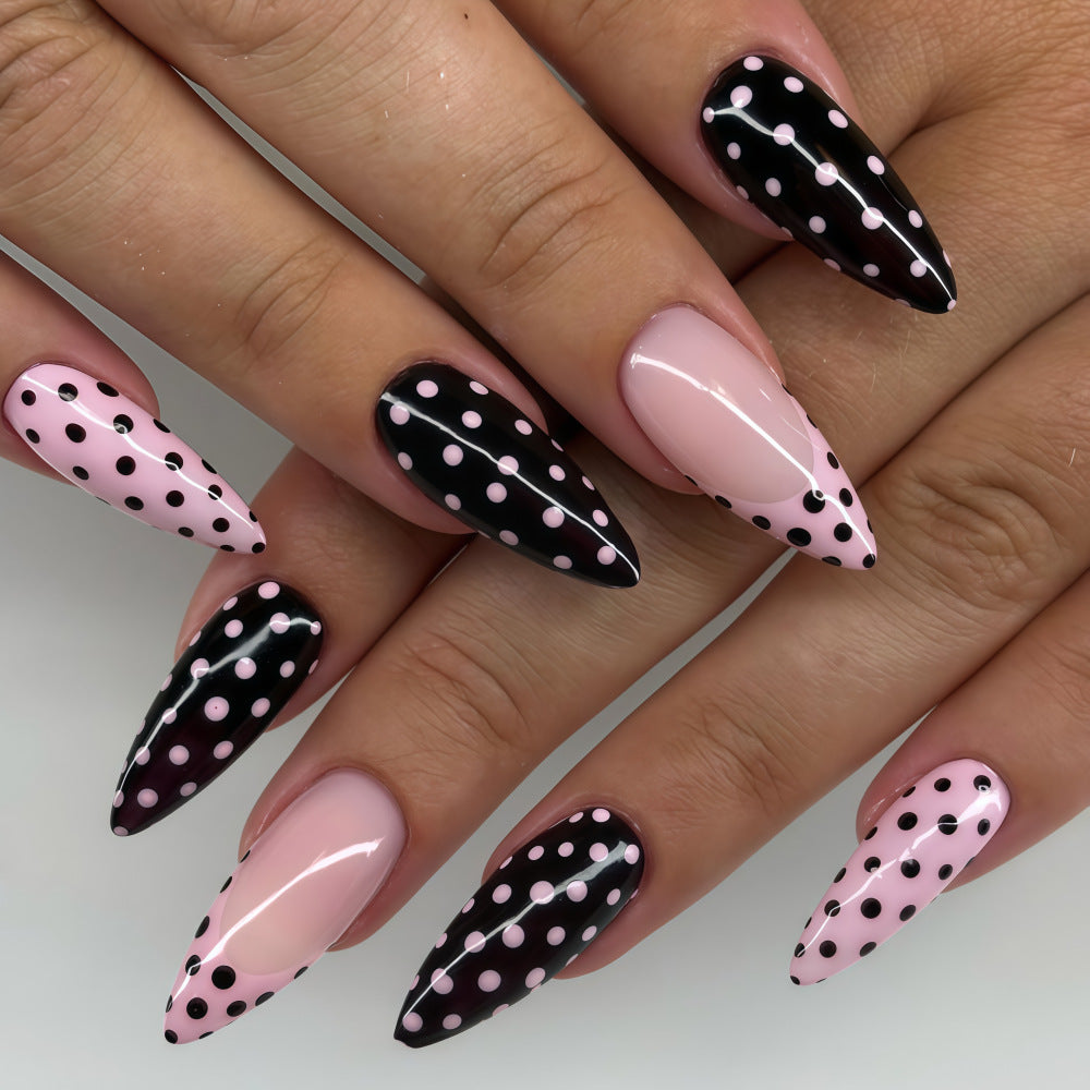 Acrylic nails with dot design Bowlift