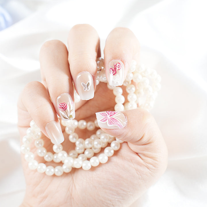 Artistic Floral Nail Tips Bowlift