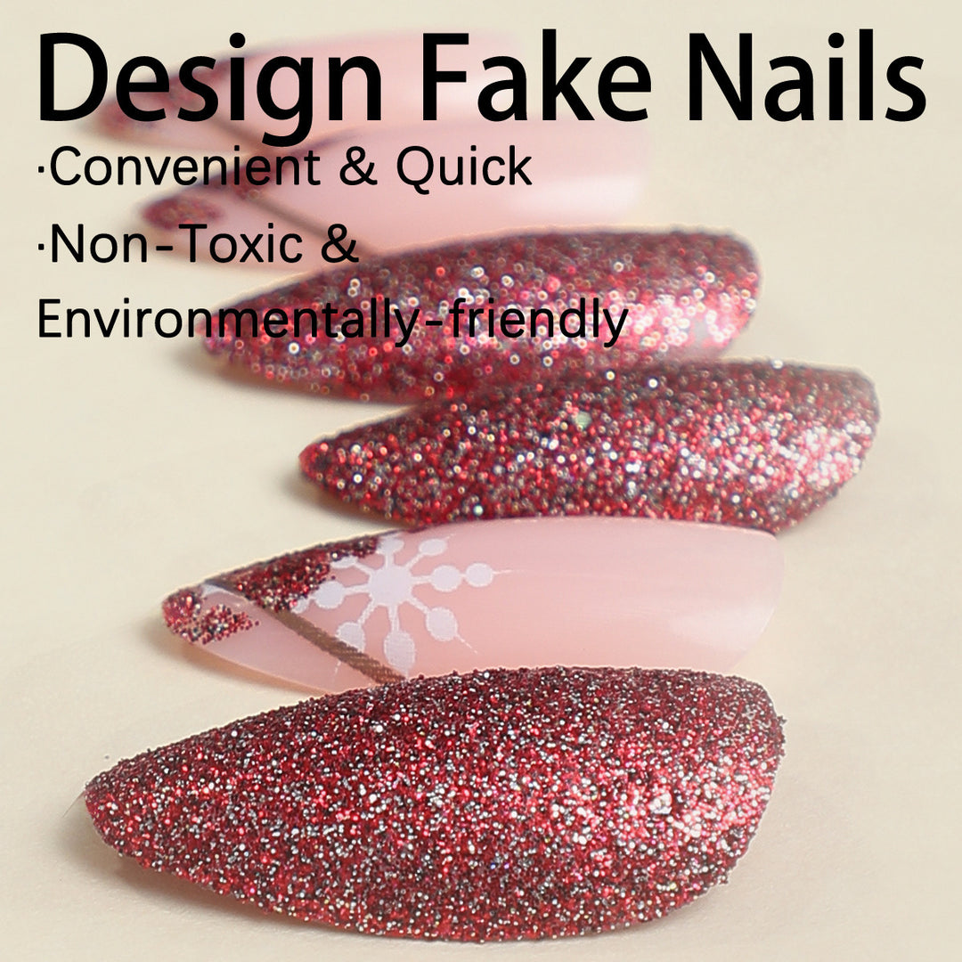 Artificial Nail Set with Glamorous Glitter Accents Bowlift