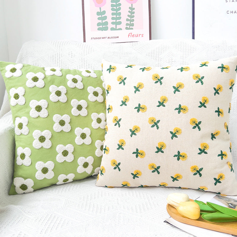 Square decorative cushion cover with hand-tufted flower tufting Bowlift