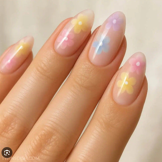Floral-Themed Press-On Nail Design Bowlift