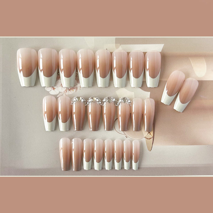 Decorative Press-On Nail Tips with Rhinestone Accent Bowlift