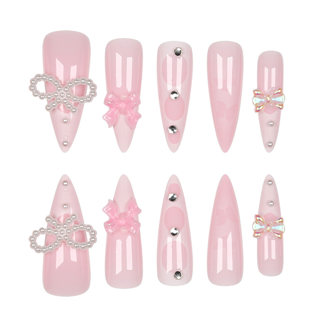 Decorative Stiletto Press-On Nail Art Set Bowlift