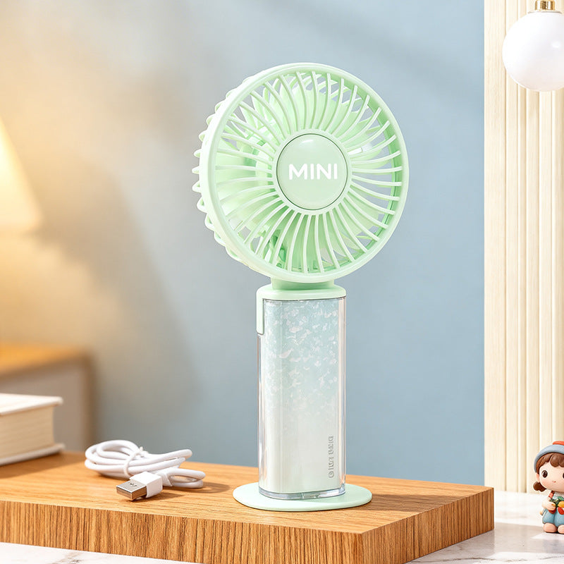 Ladies USB rechargeable mini handheld fan with adjustable tilt head and removable stand Bowlift