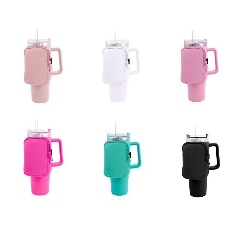 Unisex cup holder with practical pocket Bowlift