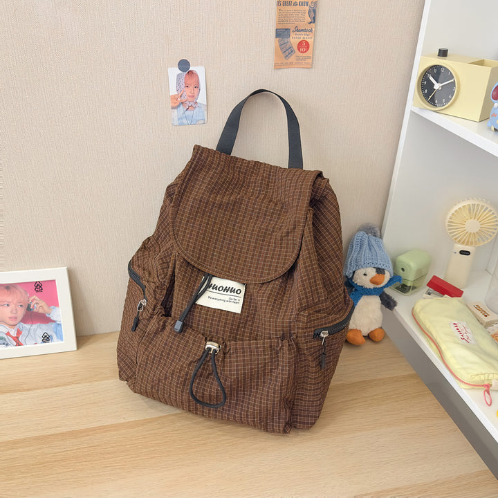 Casual Checked Pattern Backpack