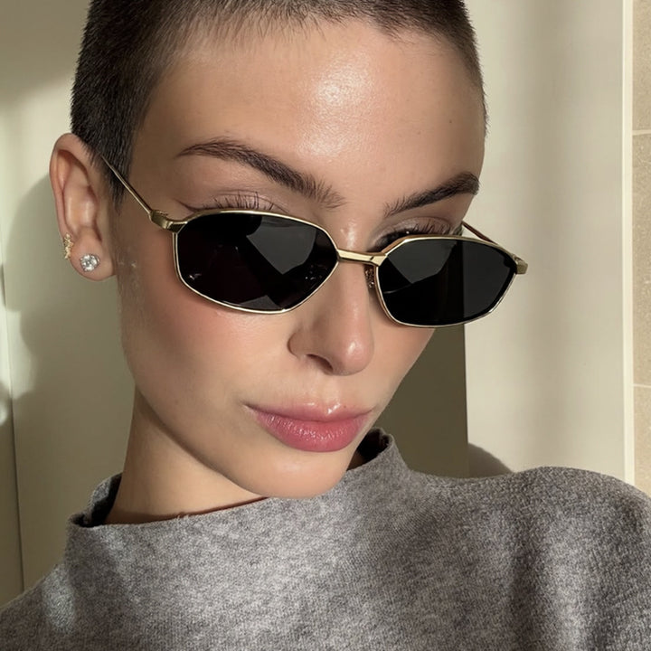Women's geometric sunglasses with protective UV filter and minimalist metal frame Bowlift