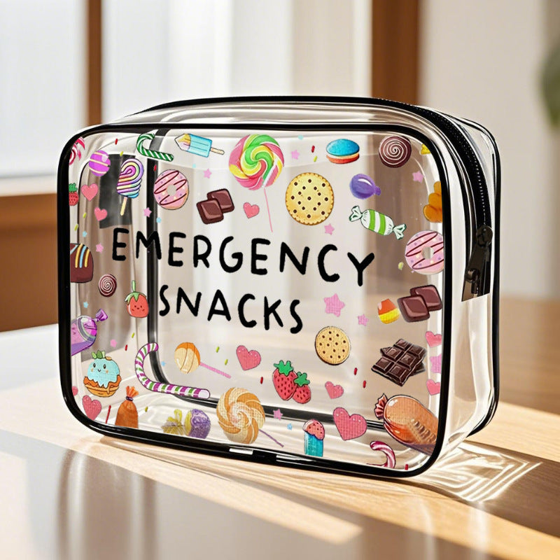 Transparent travel medicine organizer pouch with zippered compartments Bowlift