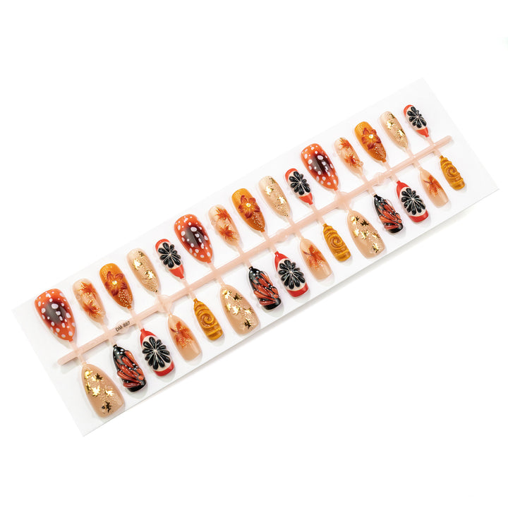 Artistic Autumn Leaves Press-On Nail Art Set Bowlift