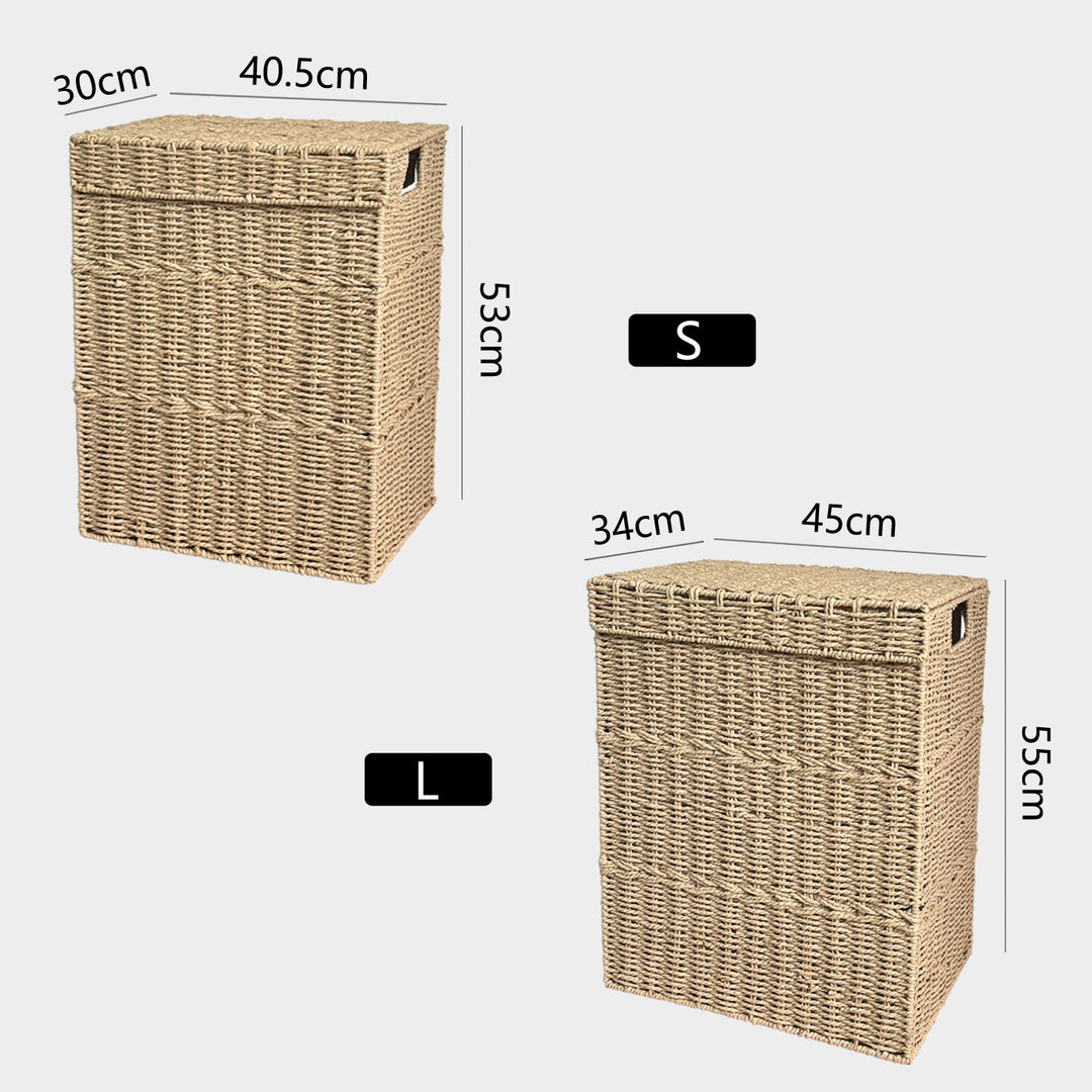 High-quality laundry basket with lid and natural weave Bowlift