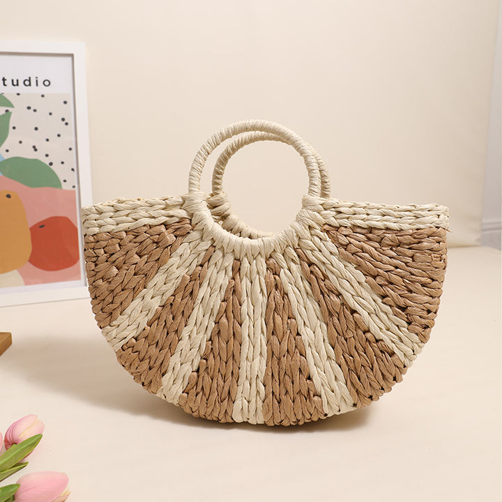 Handbag Made of Handwoven Bast with Base Structure Bowlift